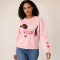 Tabitha | Embroidered Dachshund Patchwork Crew Neck Sweater