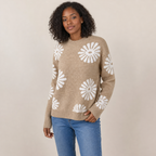 Maribel | Floral Intarsia Crew Neck Sweater with Relaxed Fit