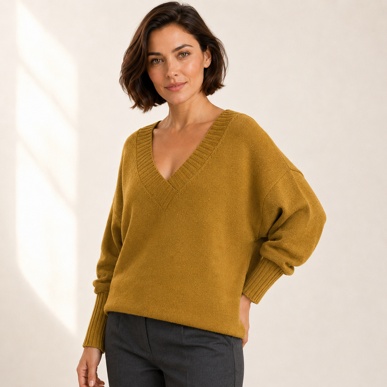Amara | V-Neck Cashmere Sweater for Women with Soft Relaxed Fit