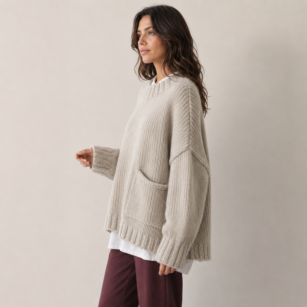 Elodie | Oversized Sweater with Contrast Front Pocket