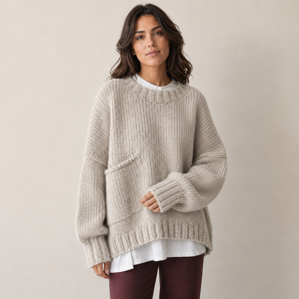 Elodie | Oversized Sweater with Contrast Front Pocket