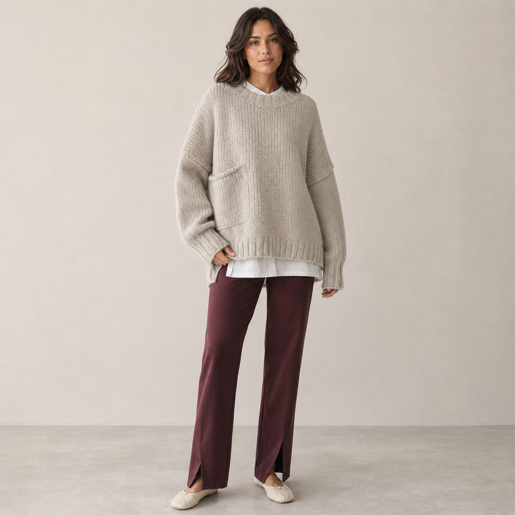 Elodie | Oversized Sweater with Contrast Front Pocket