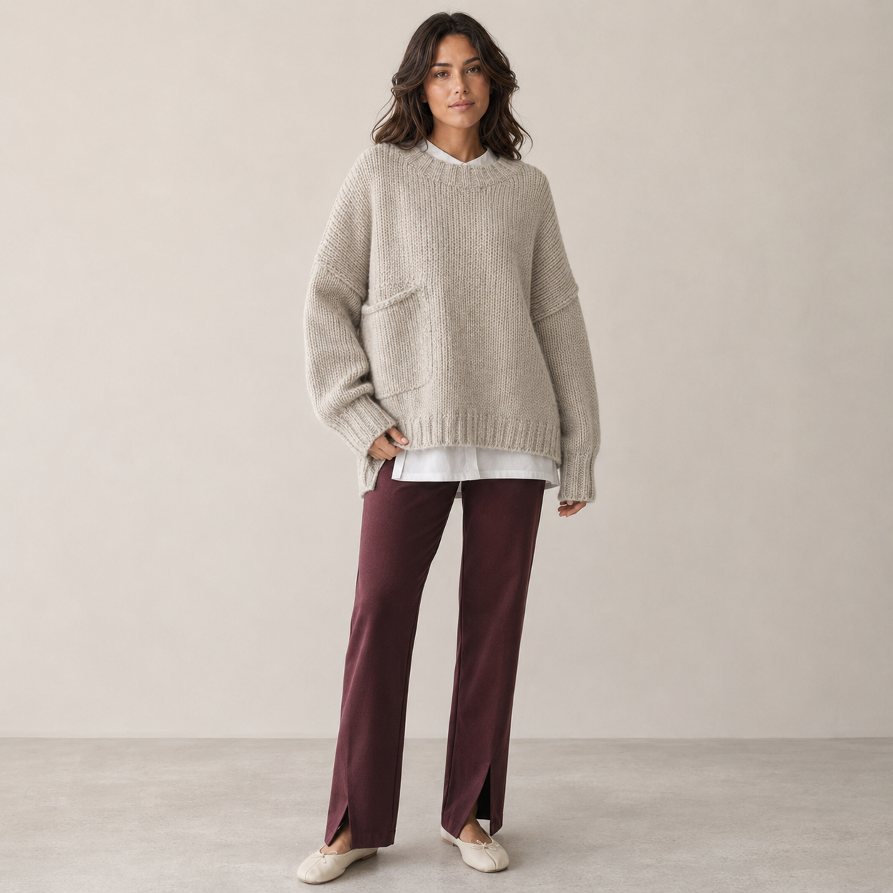Elodie | Oversized Sweater with Contrast Front Pocket