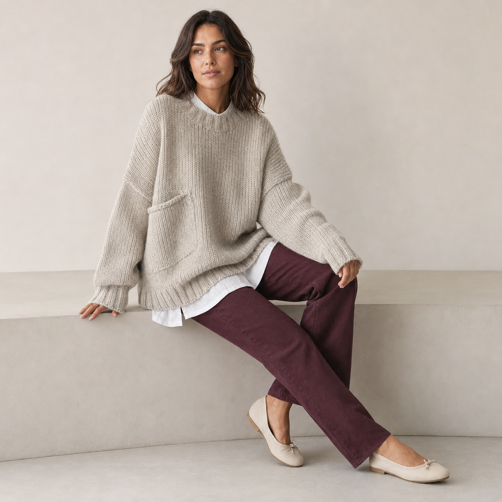 Elodie | Oversized Sweater with Contrast Front Pocket