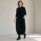 Arielle | Relaxed Velvet Midi Dress with Side Pockets