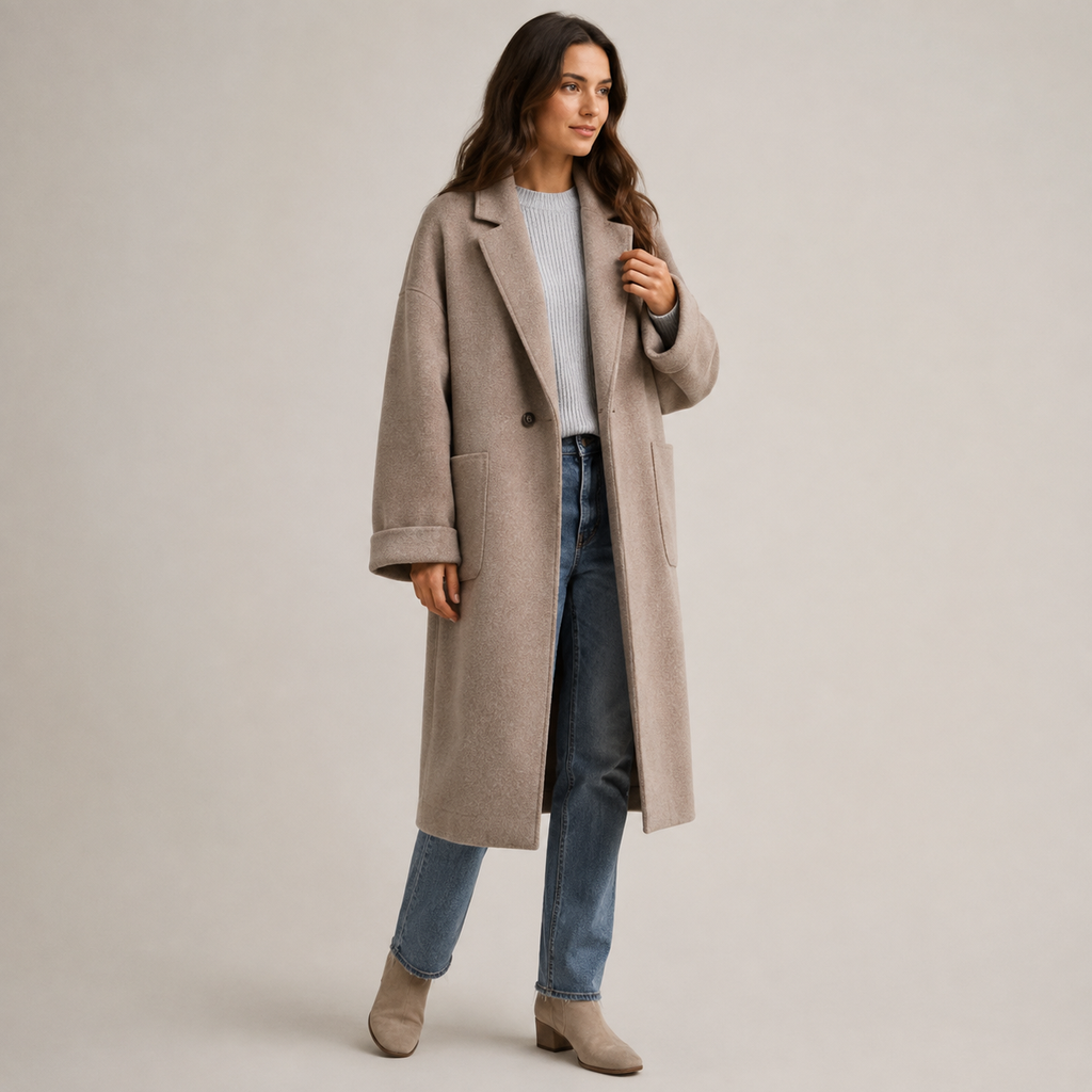 Fenella | Oversized Long Wool-Blend Coat for Women
