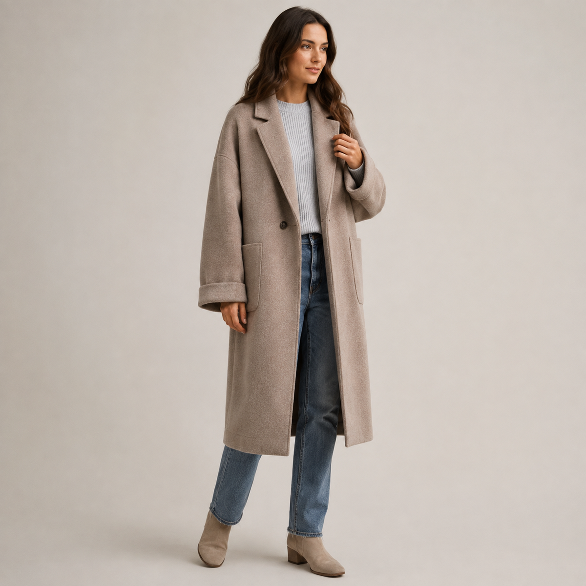 Fenella | Oversized Long Wool-Blend Coat for Women