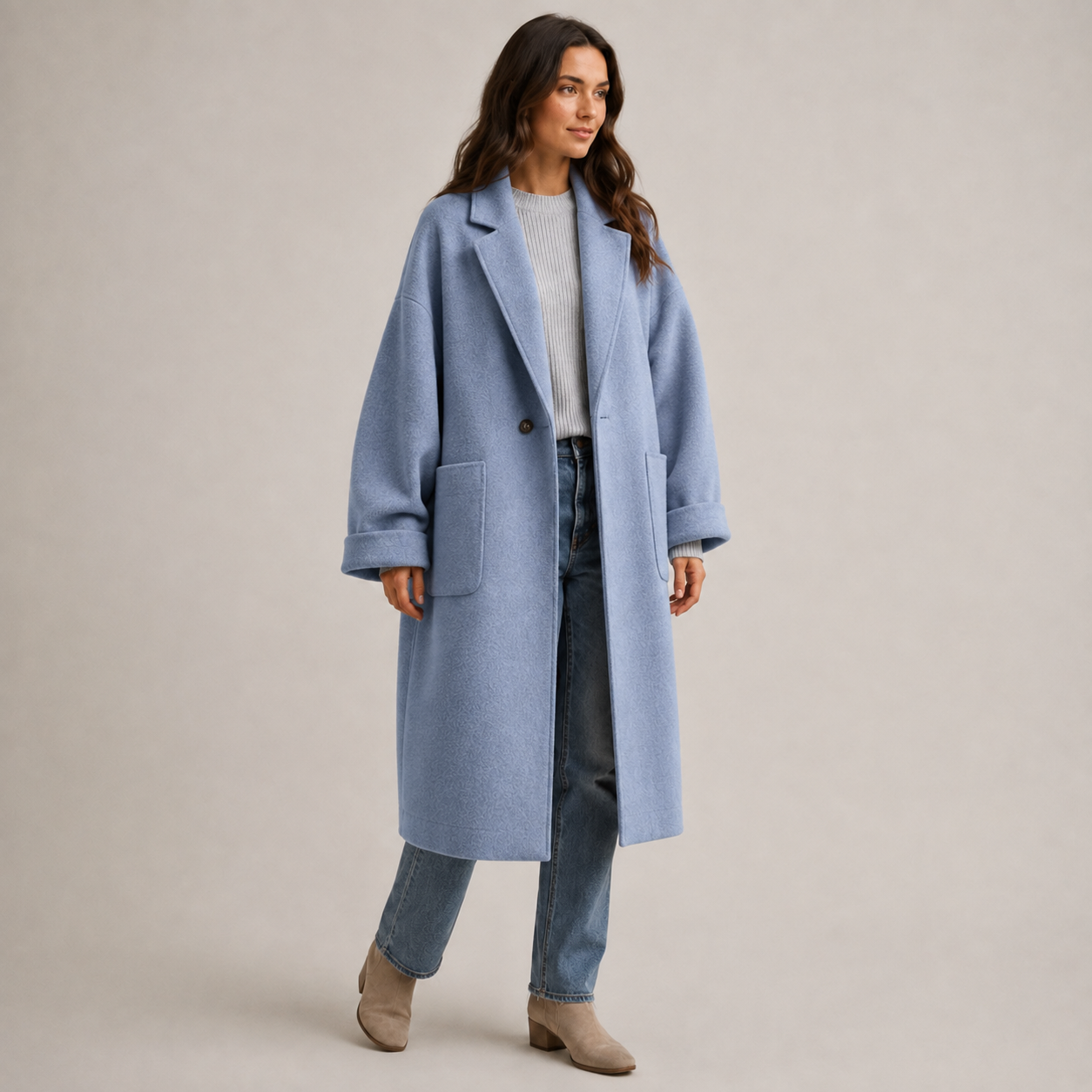 Fenella | Oversized Long Wool-Blend Coat for Women