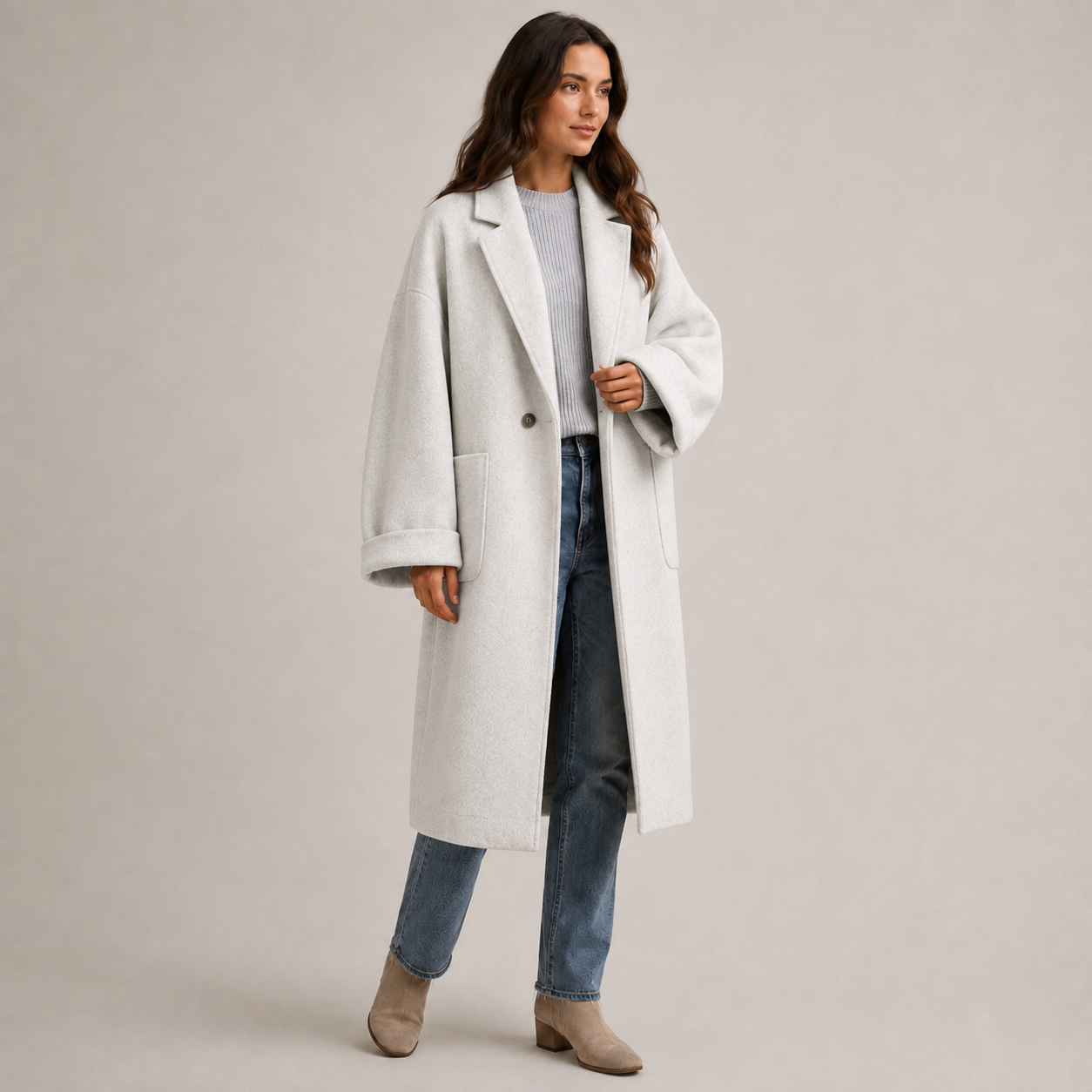 Fenella | Oversized Long Wool-Blend Coat for Women