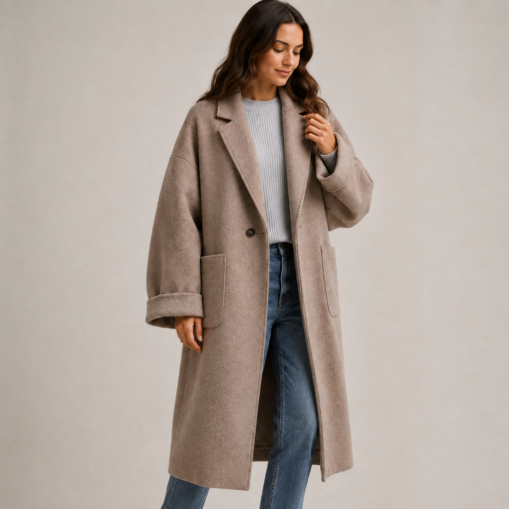 Fenella | Oversized Long Wool-Blend Coat for Women