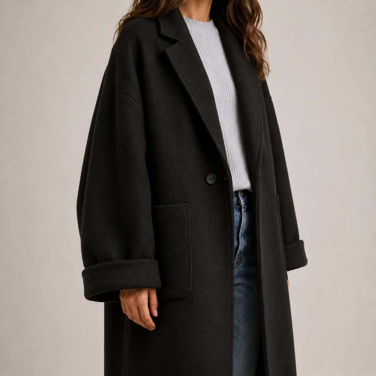 Fenella | Oversized Long Wool-Blend Coat for Women