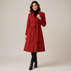 Rosamund | Elegant Women's Long Winter Coats with Belted Wrap A-Line Fit