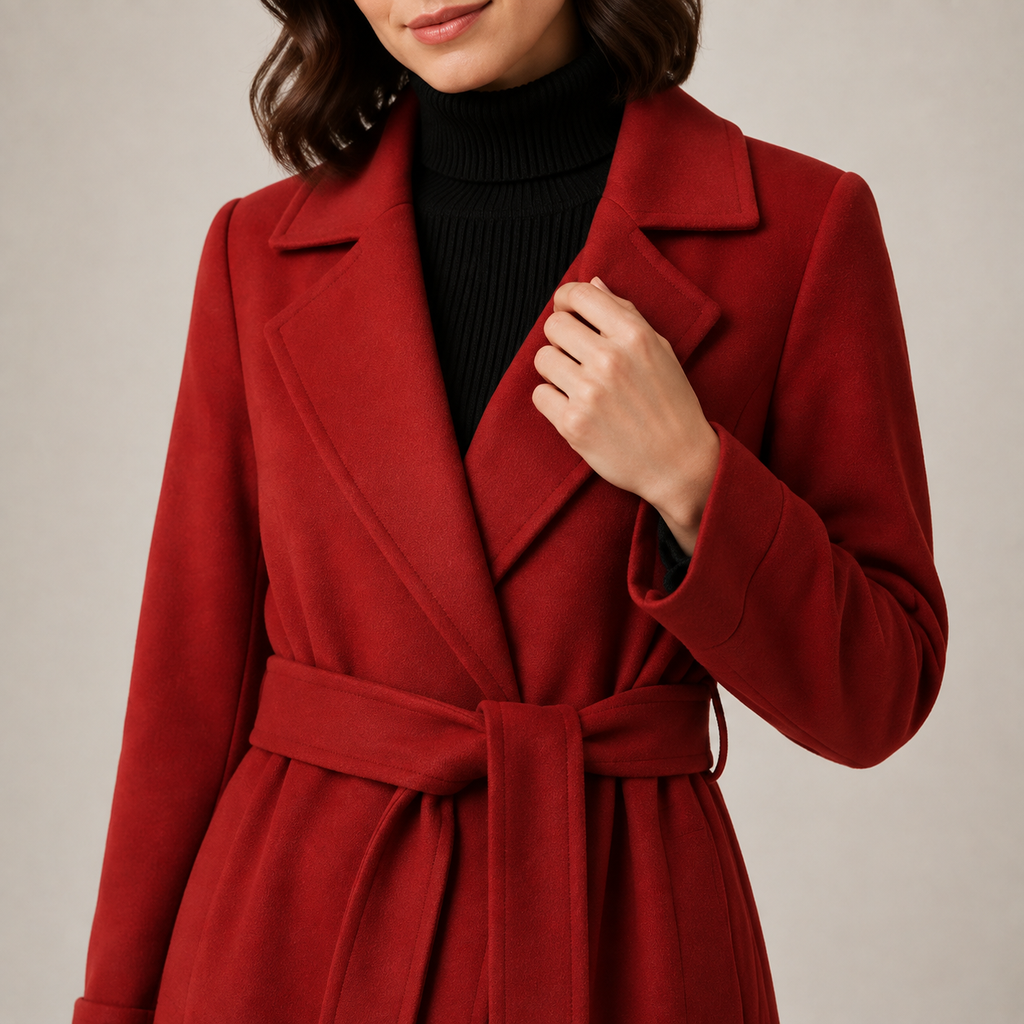 Rosamund | Elegant Women's Long Winter Coats with Belted Wrap A-Line Fit