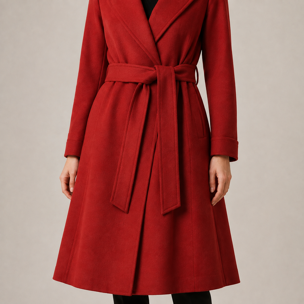 Rosamund | Elegant Women's Long Winter Coats with Belted Wrap A-Line Fit