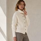 Solange | Chic White Turtleneck Sweater for Women with Elegant Front Buttons