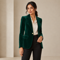 Valeria | Fitted Velvet Blazer with Single-Button Closure