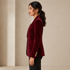 Valeria | Fitted Velvet Blazer with Single-Button Closure