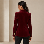 Valeria | Fitted Velvet Blazer with Single-Button Closure