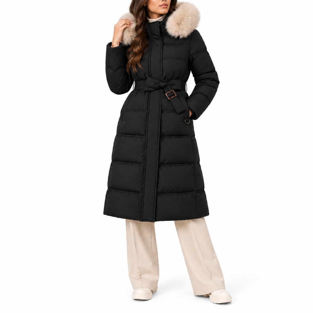 Estelle | Women's Water-Resistant Fur-Trimmed Hooded Puffer Parka – Relaxed Longline Winter Coat
