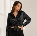 Adalyn | Long Sleeve Satin Blouse for Work and Evening