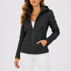 Rosalind – Women's Hooded Faux Leather Jacket