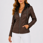 Rosalind – Women's Hooded Faux Leather Jacket