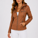 Rosalind – Women's Hooded Faux Leather Jacket