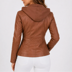 Rosalind – Women's Hooded Faux Leather Jacket