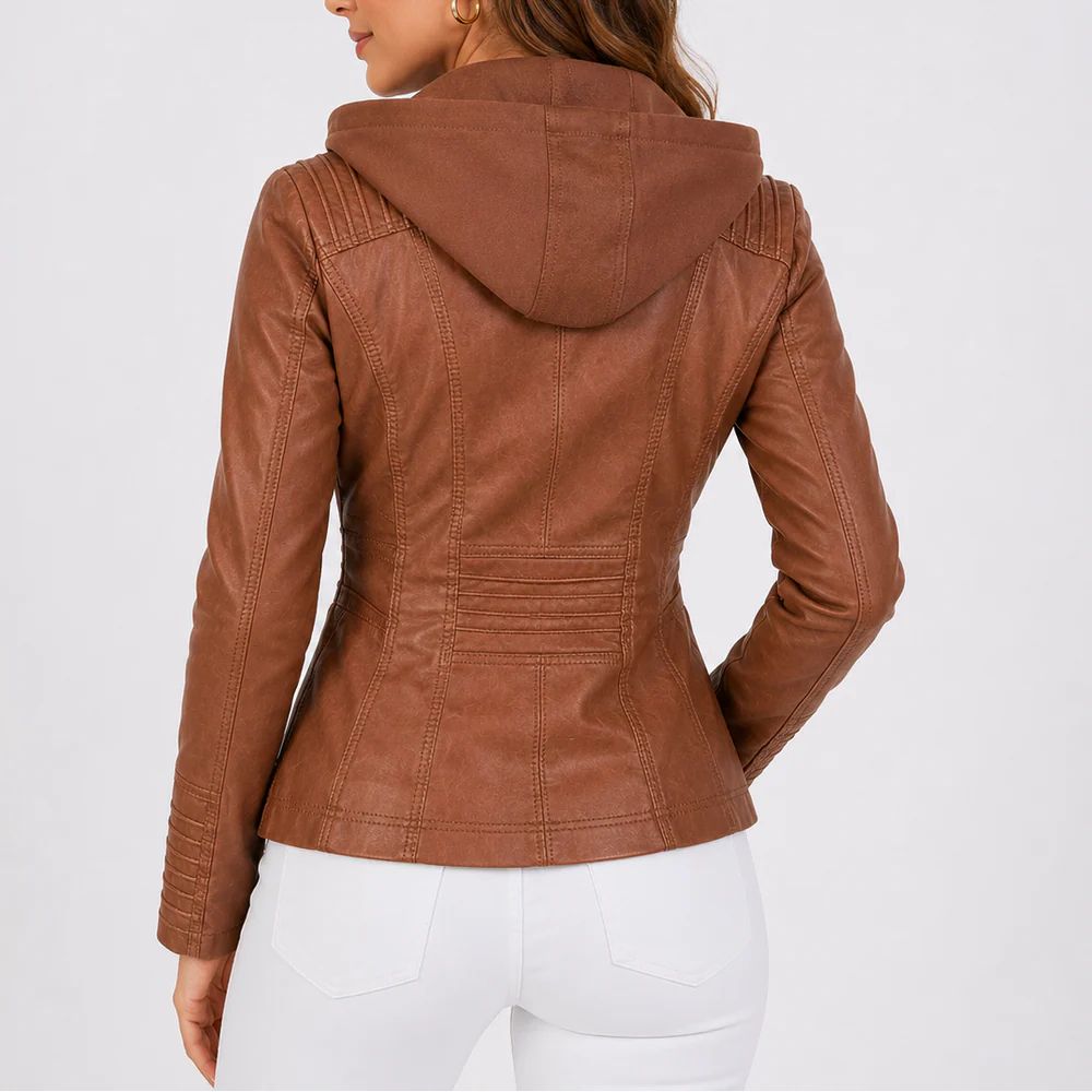 Rosalind – Women's Hooded Faux Leather Jacket