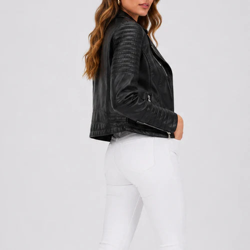 Delphine – Women's Biker Faux Leather Jacket