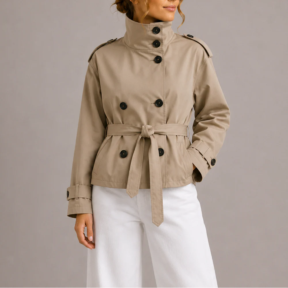 Wilhelmina – Women's Belted Cropped Trench Coat