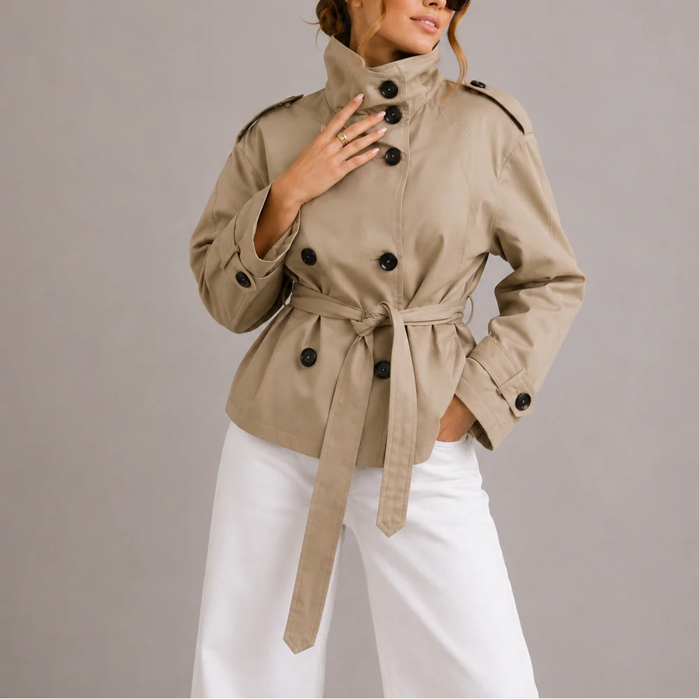 Wilhelmina – Women's Belted Cropped Trench Coat