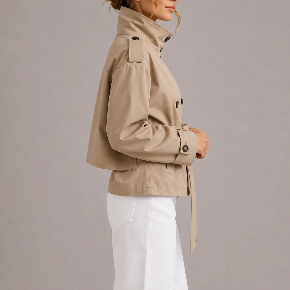 Wilhelmina – Women's Belted Cropped Trench Coat