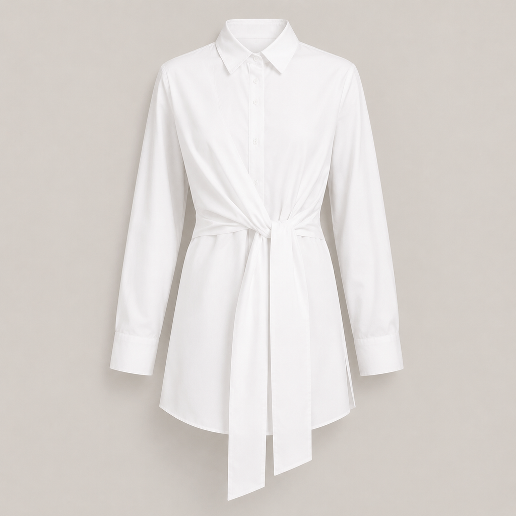 Solene | Tie-Front Oversized Blouse with Long Sleeves
