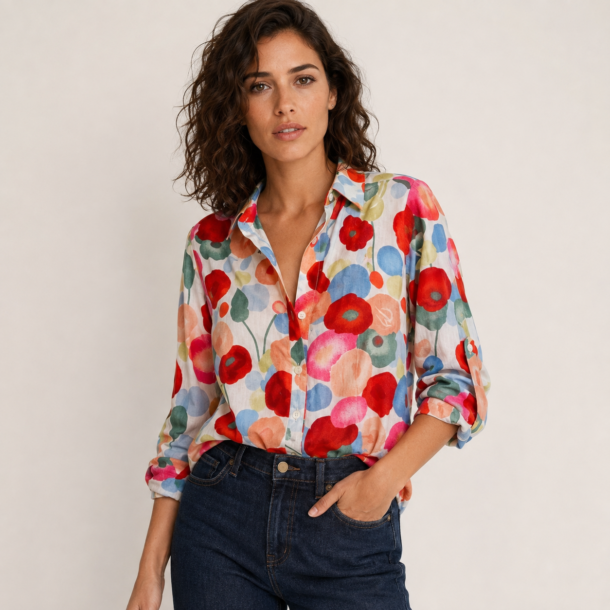 Odette | Floral Print Blouse with Long Sleeves