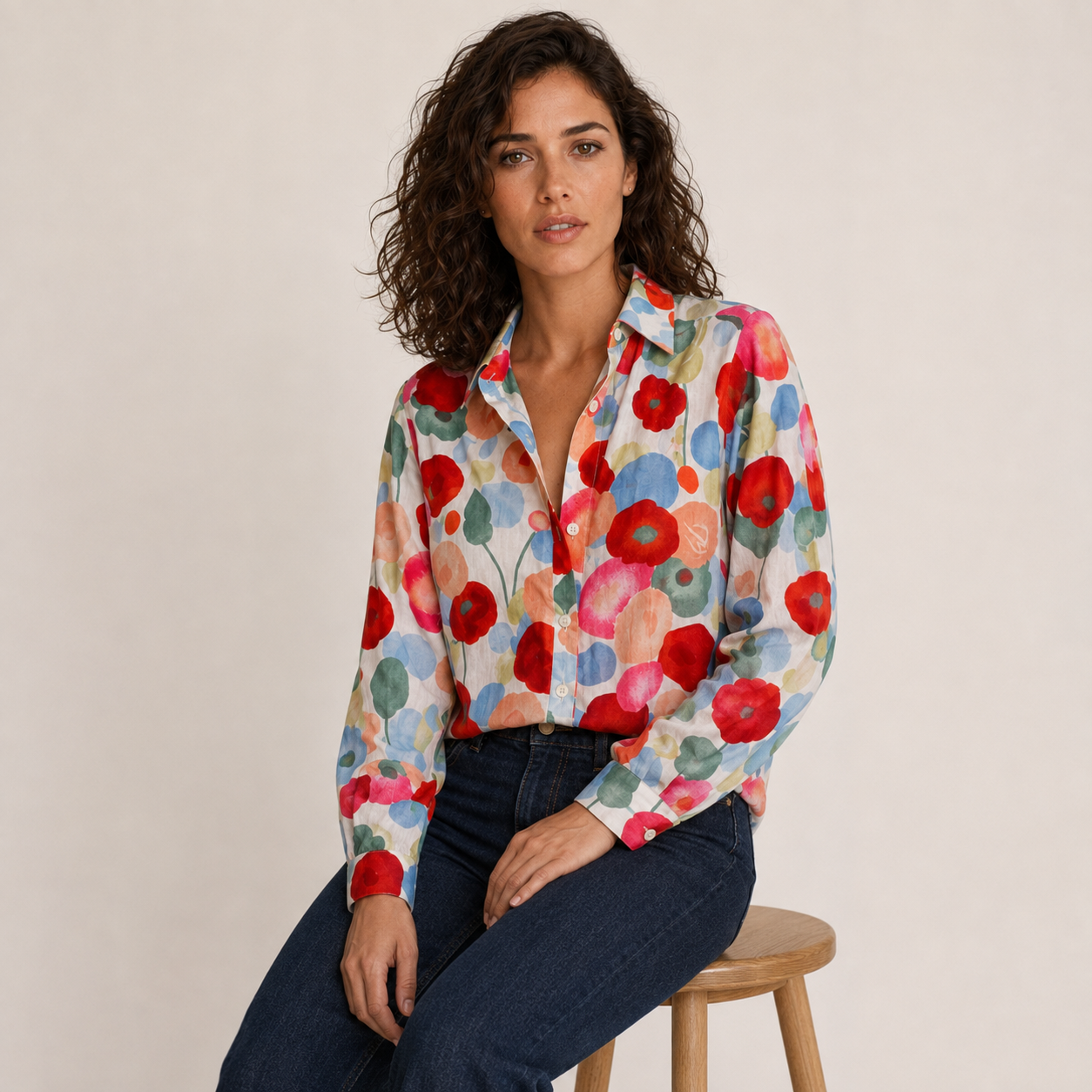 Odette | Floral Print Blouse with Long Sleeves