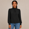 Colette | Black High-Collar Long Sleeve Top with Flowing Cut