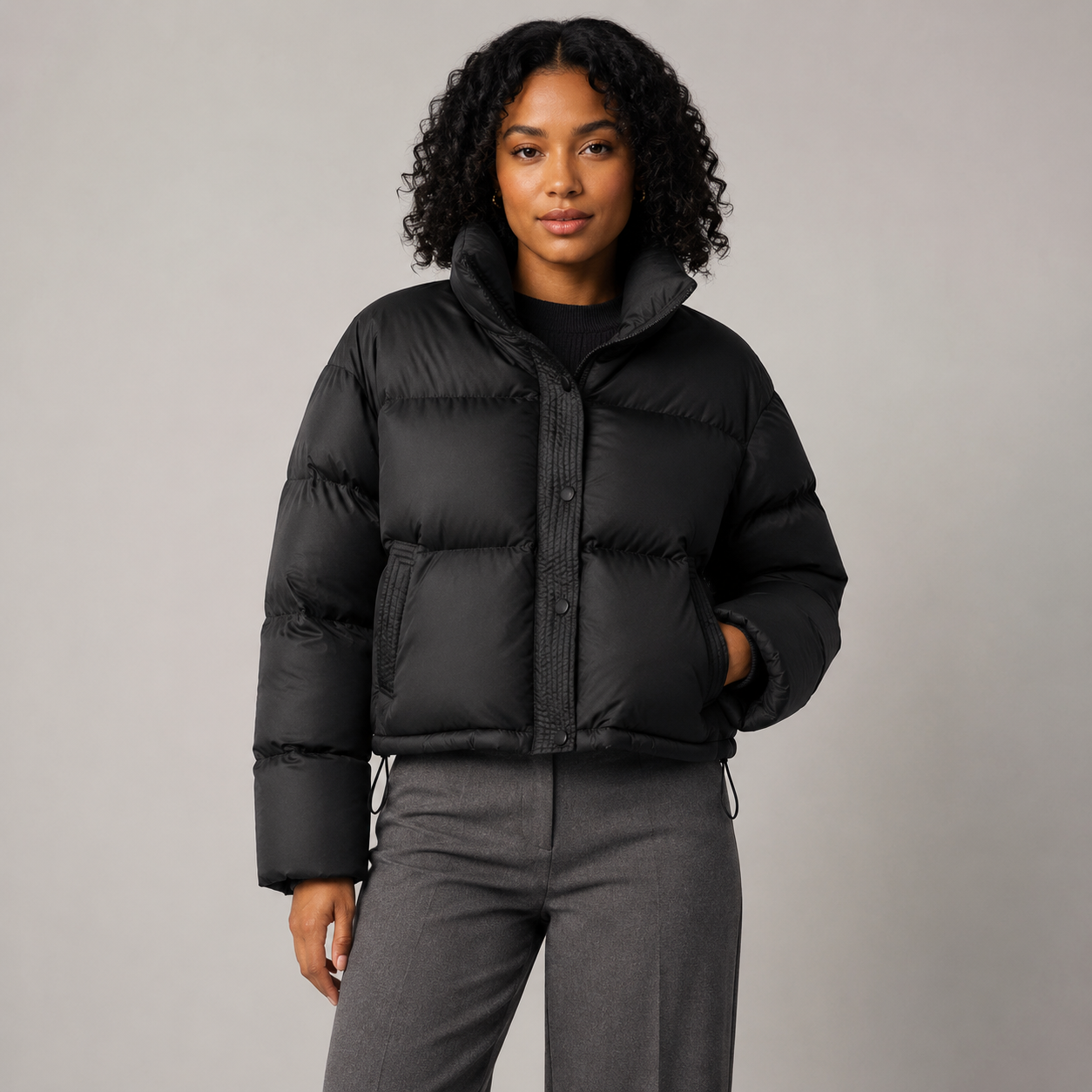 Freya | Cropped Puffer Jacket with Side Pockets
