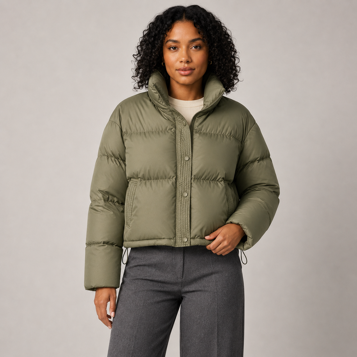 Freya | Cropped Puffer Jacket with Side Pockets