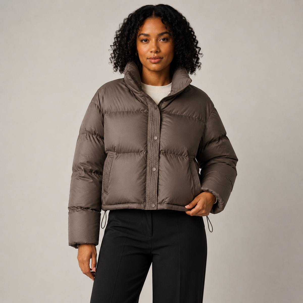 Freya | Cropped Puffer Jacket with Side Pockets
