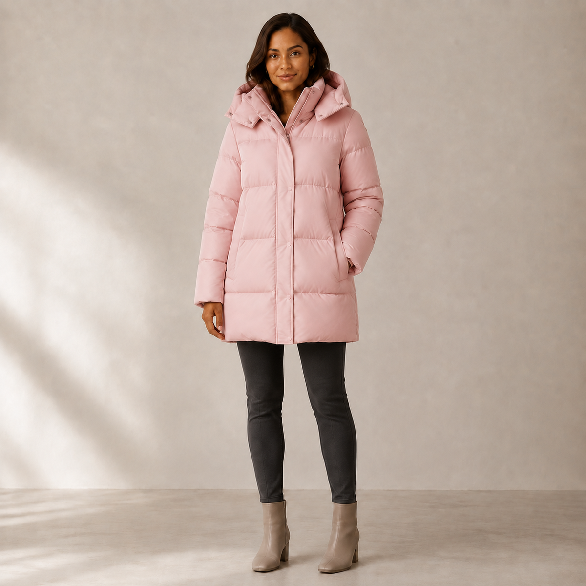 Hazel | Long Hooded Puffer Jacket for Layering