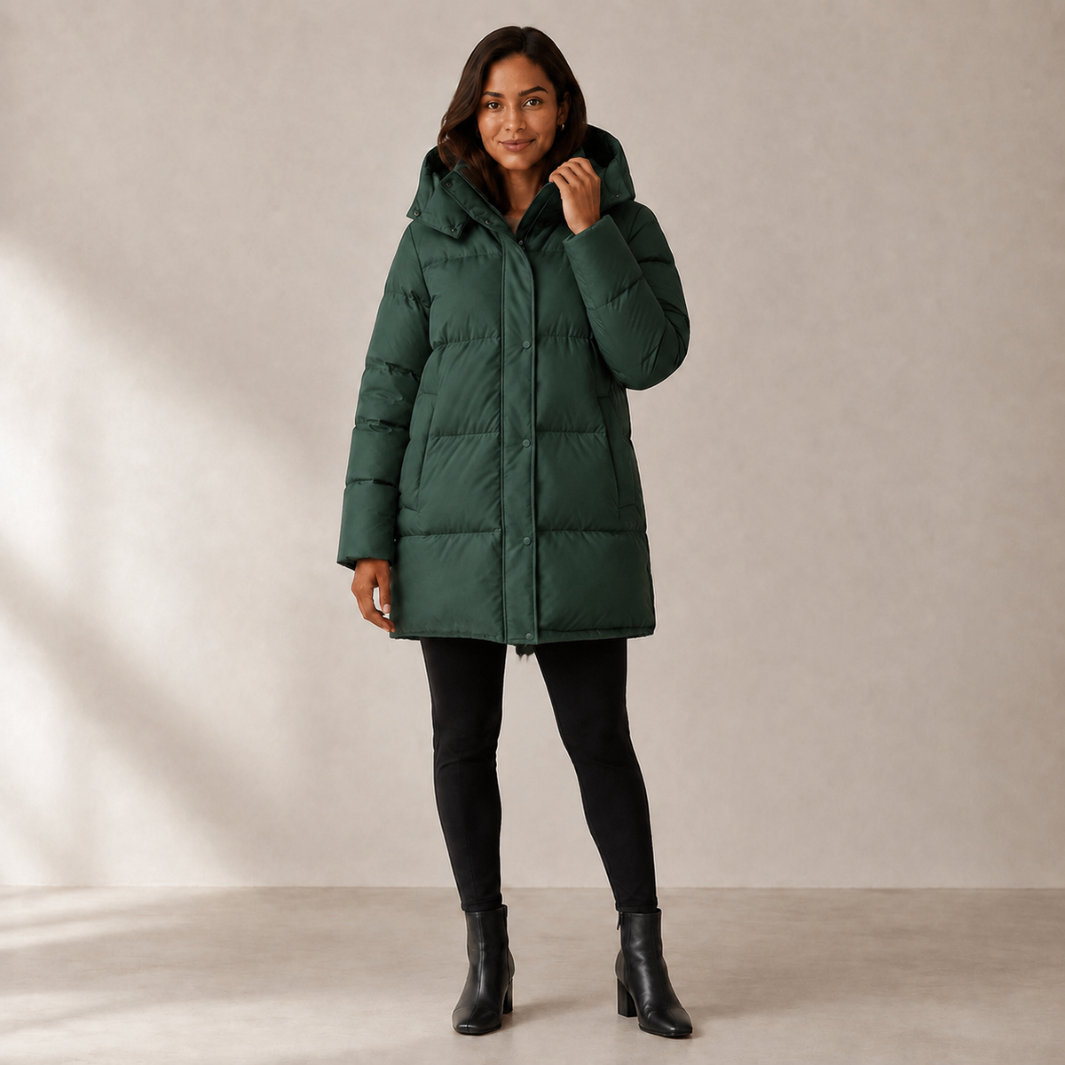 Hazel | Long Hooded Puffer Jacket for Layering