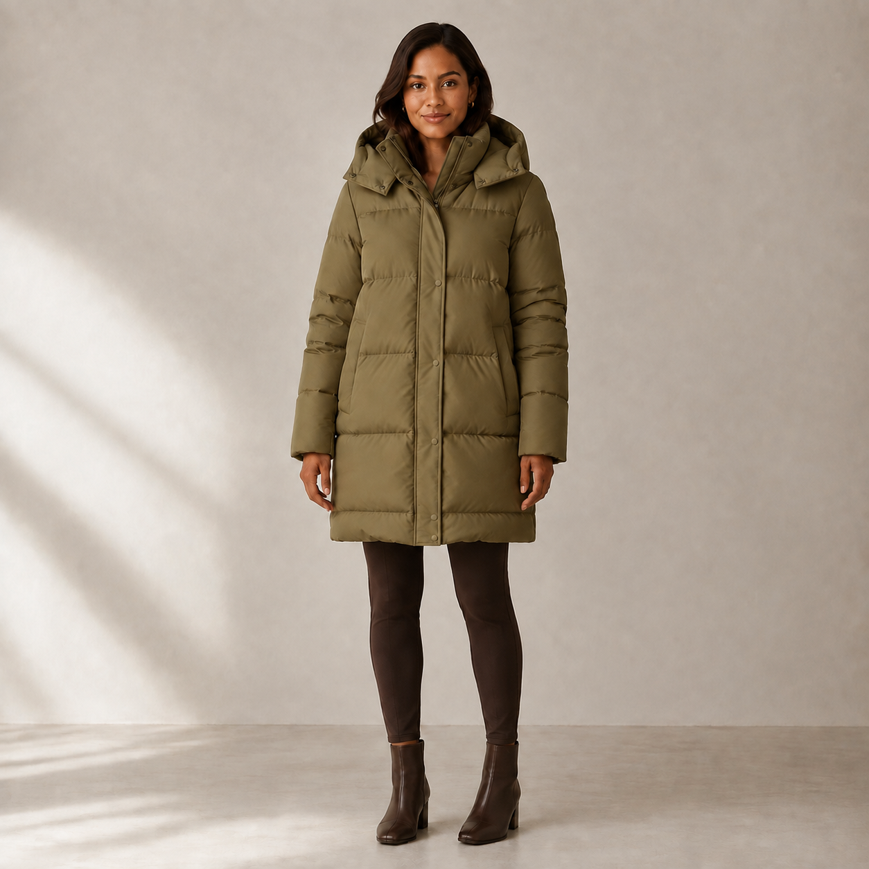 Hazel | Long Hooded Puffer Jacket for Layering