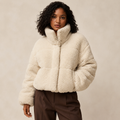 Marlowe | Light Brown Puffer Jacket with Stand-Up Collar