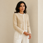 Everly | Cropped Tweed Blazer with Buttons