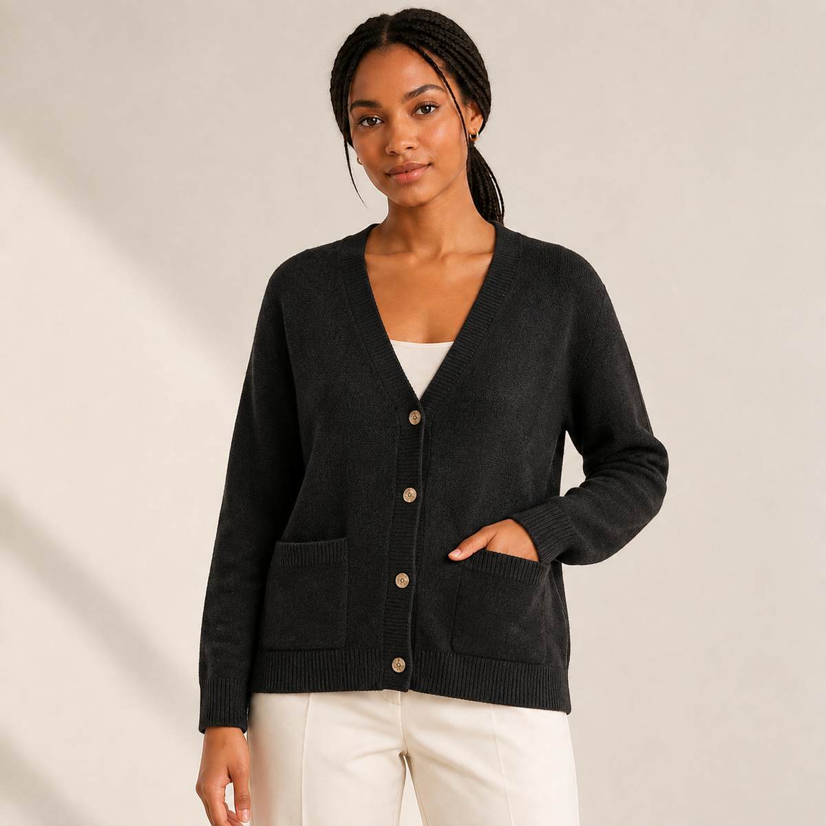 Juniper | V-Neck Cardigan with Rhombus Pattern