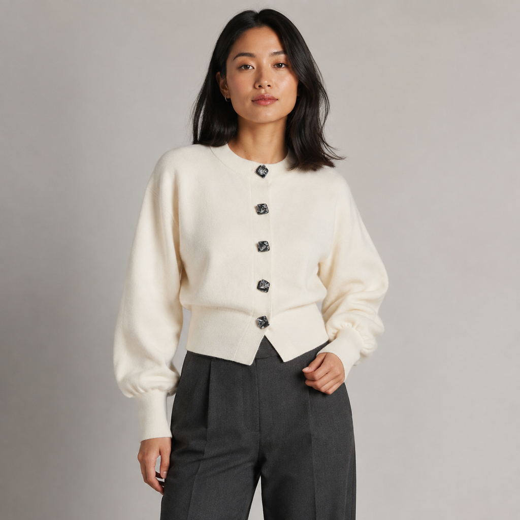 Wren | Cream Cardigan with Stylish Buttons