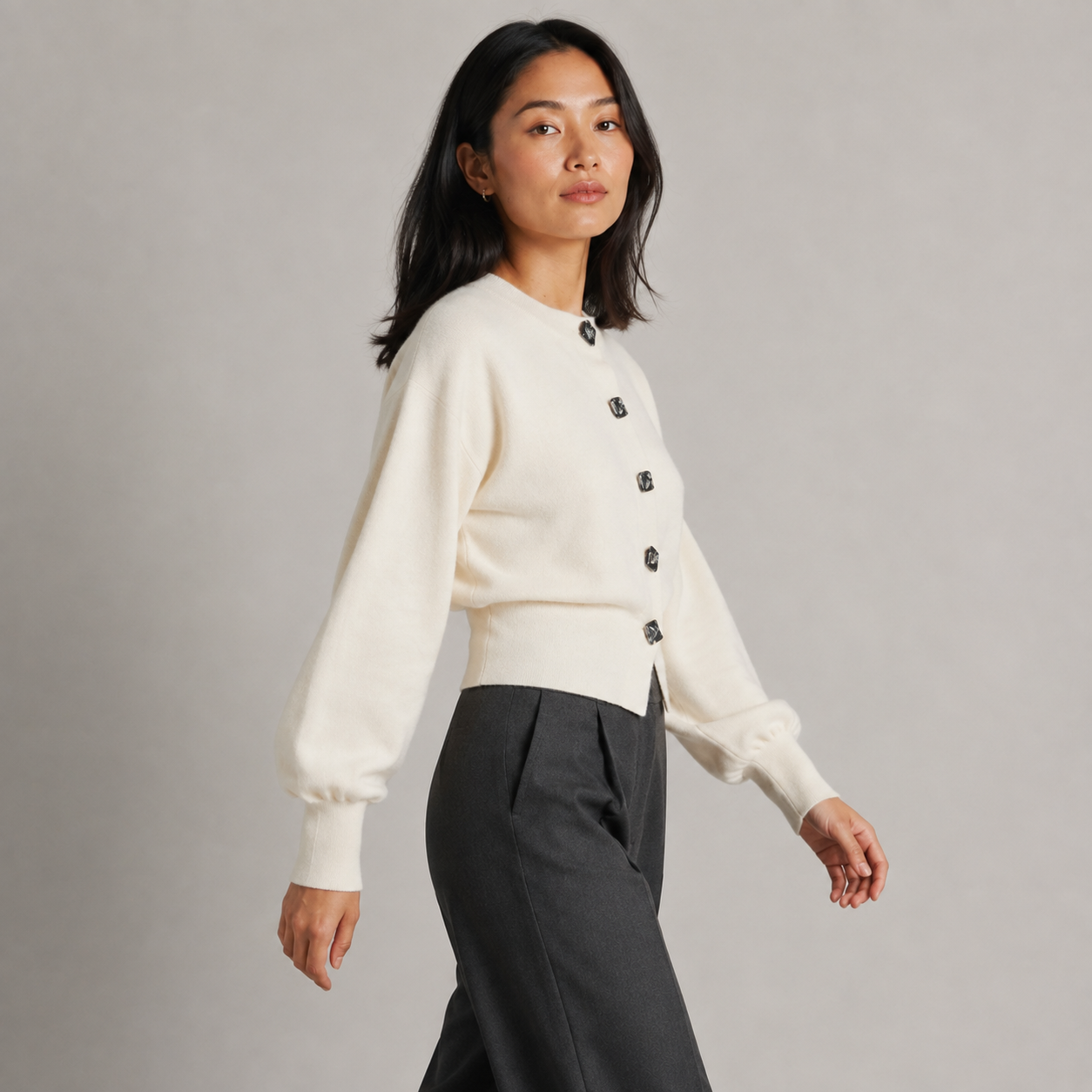 Wren | Cream Cardigan with Stylish Buttons