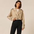 Louisa | Cropped Trench Coat with Double-Breasted Button