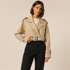 Louisa | Cropped Trench Coat with Double-Breasted Button
